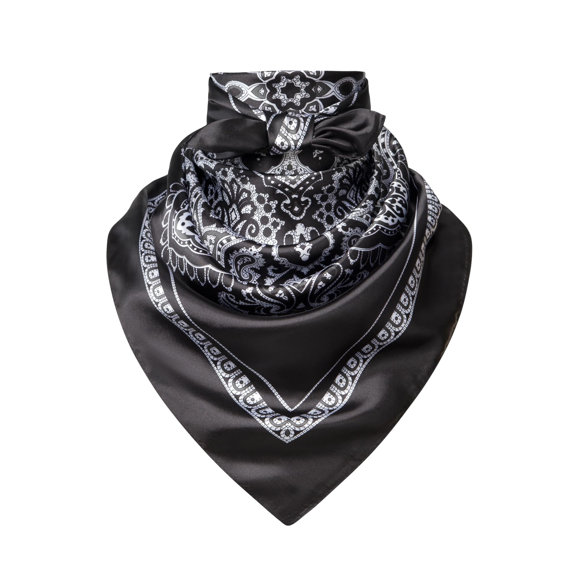 35" Men's Silk Cowboy Scarf - Oversized Western Bandana Neckwear, Large Square Scarf with Gift Packaging