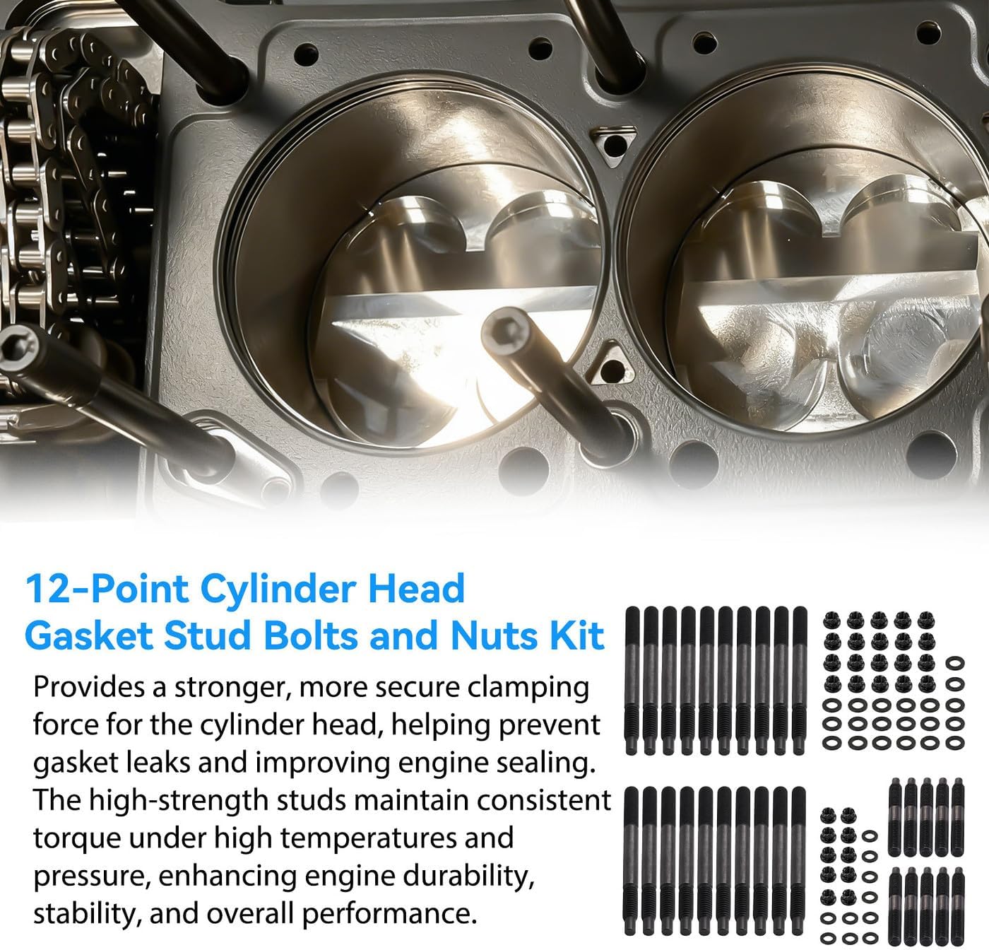 12-Point Cylinder Gasket Head Stud Bolt Kit for LS1 LS6 4.8L 5.3L 5.7L 6.0L Engines 234-4345