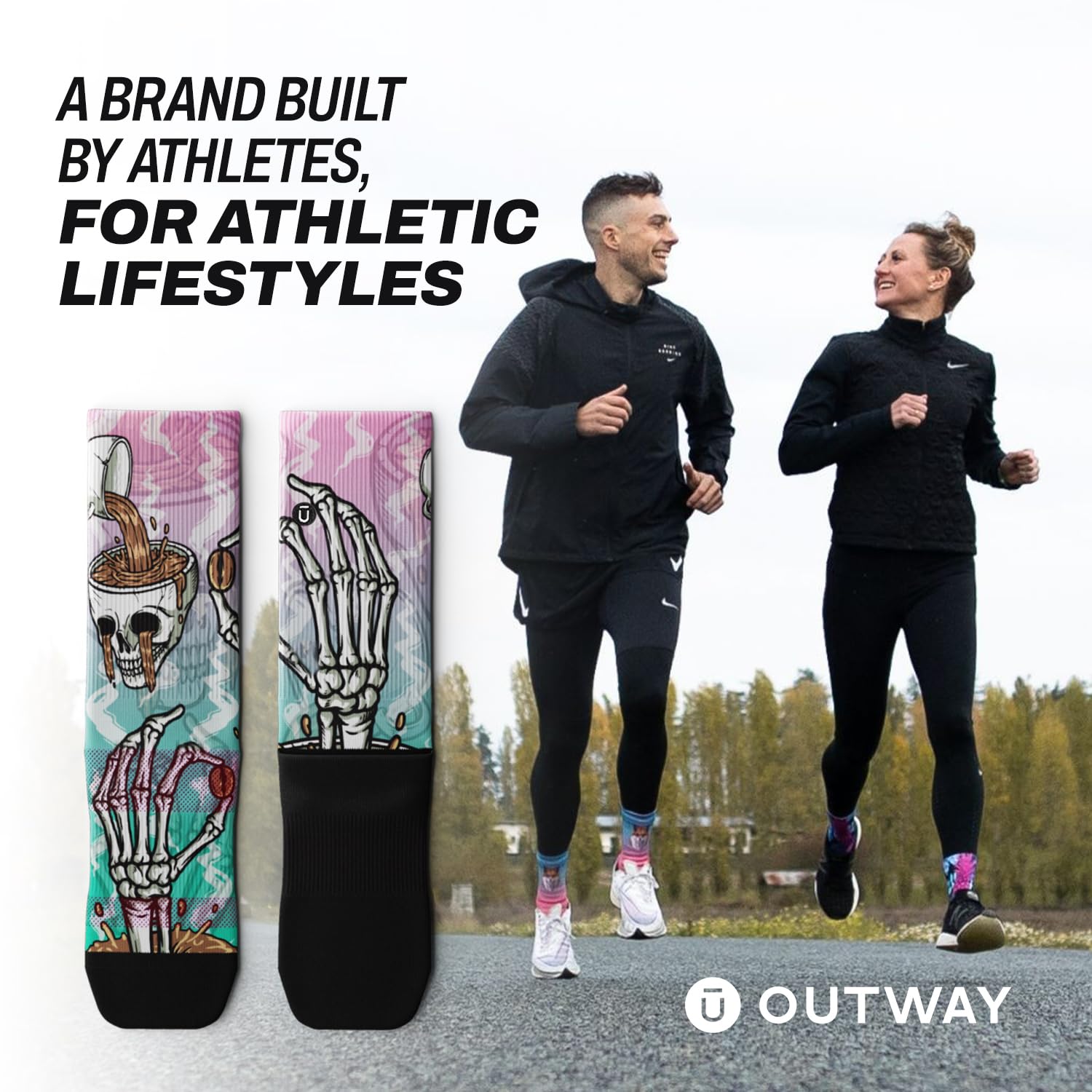 Outway Calcetines deportivos para hombre y mujer, transpirables, absorben la humedad, con soporte para el arco