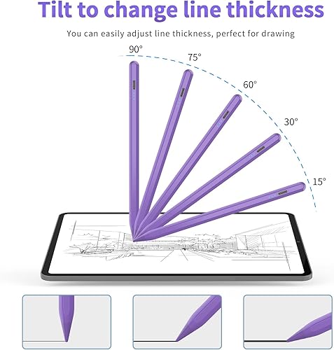 Miniatura 7 de Lápiz óptico para iPad 2025-2018, carga más rápida, lápiz Apple con sensibilidad de inclinación, rechazo de palma y magnético, compatible con iPad