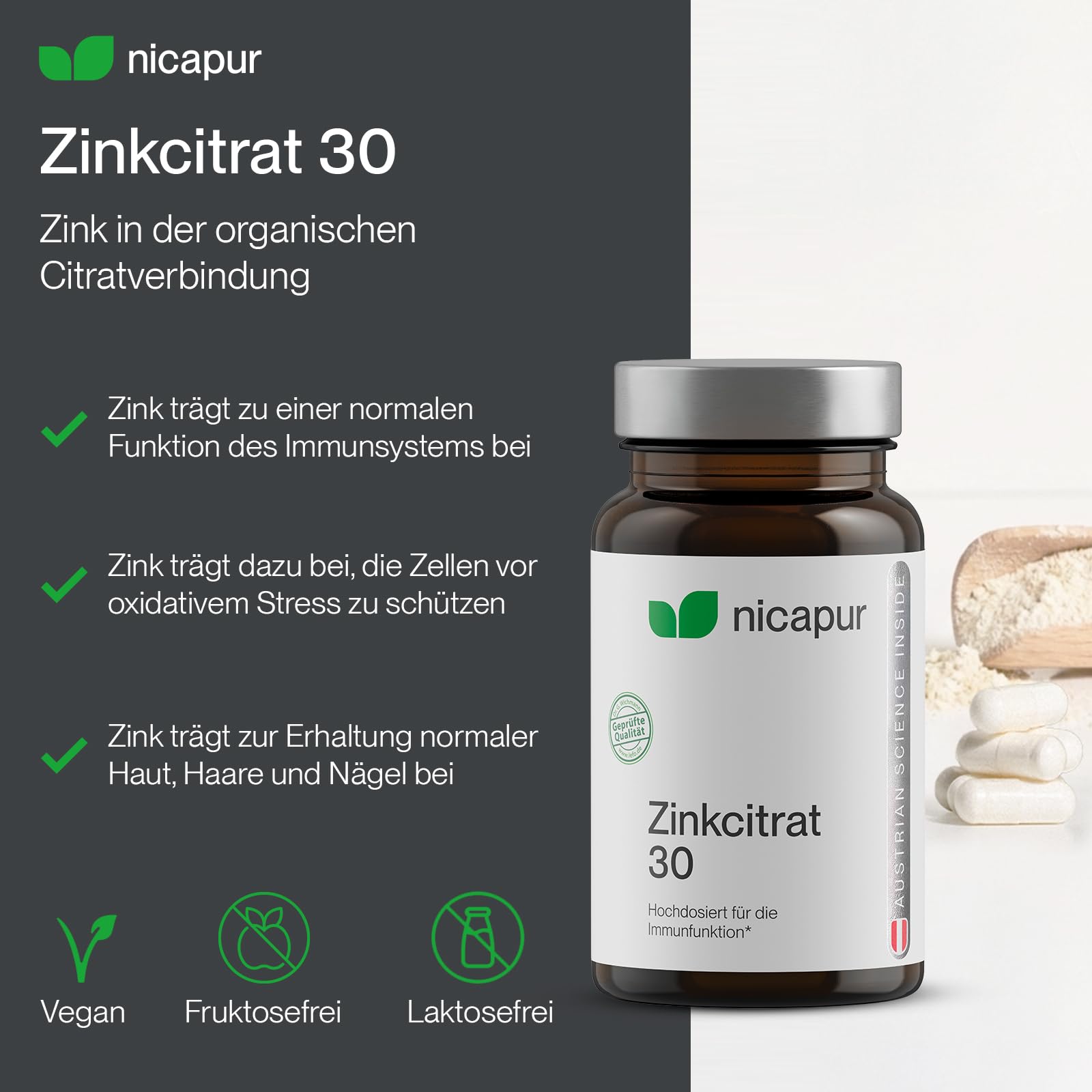 NICApur Zinkcitrat 30 Immunschutz-Element Kapseln, 60 St. Kapseln