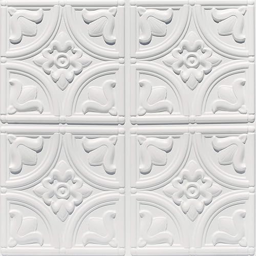 From Plain To Beautiful In Hours 148 Tiny Tulips - Azulejos de PVC con pegamento de 2 x 2 pies, paquete de 25 unidades, color negro, 25 piezas