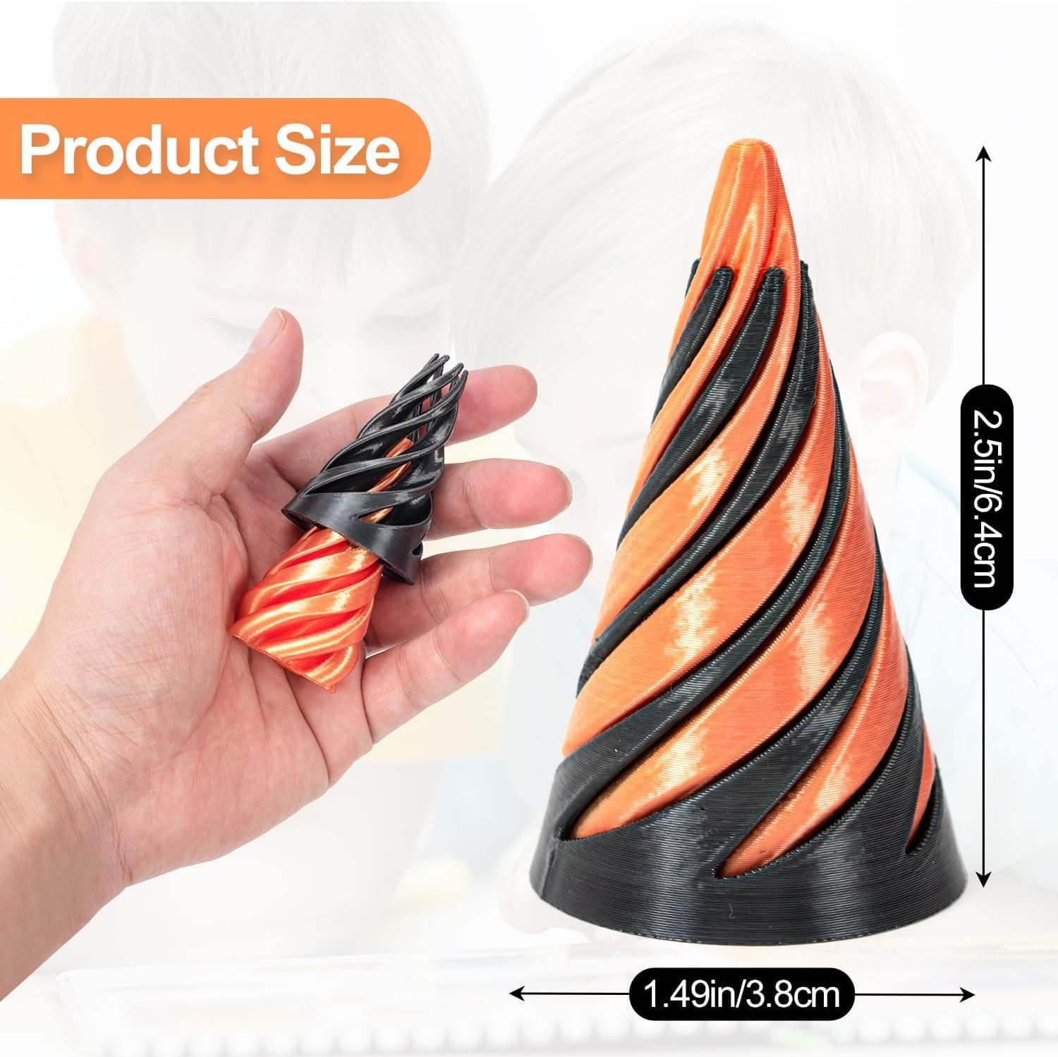 Veemok 3D Printed Spiral Cone Fidget Toy – Impossible Pyramid Passthrough Stress Relief Desk Toy for Anxiety, ADHD, Sensory Play & Desktop Decor (Multi-Color) 3