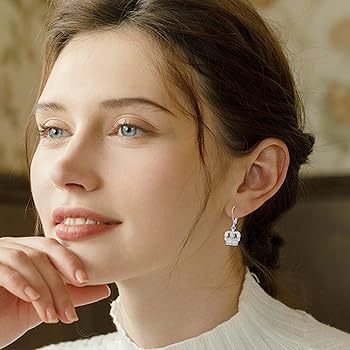 Gioiello Argento 925 Regalo Donna Verona Orecchini A Bottone Con Opale E Corona In Argento Sterling - Regalo Per Lui E Lei Orecchini Monachella Argento 925 - Foto 2