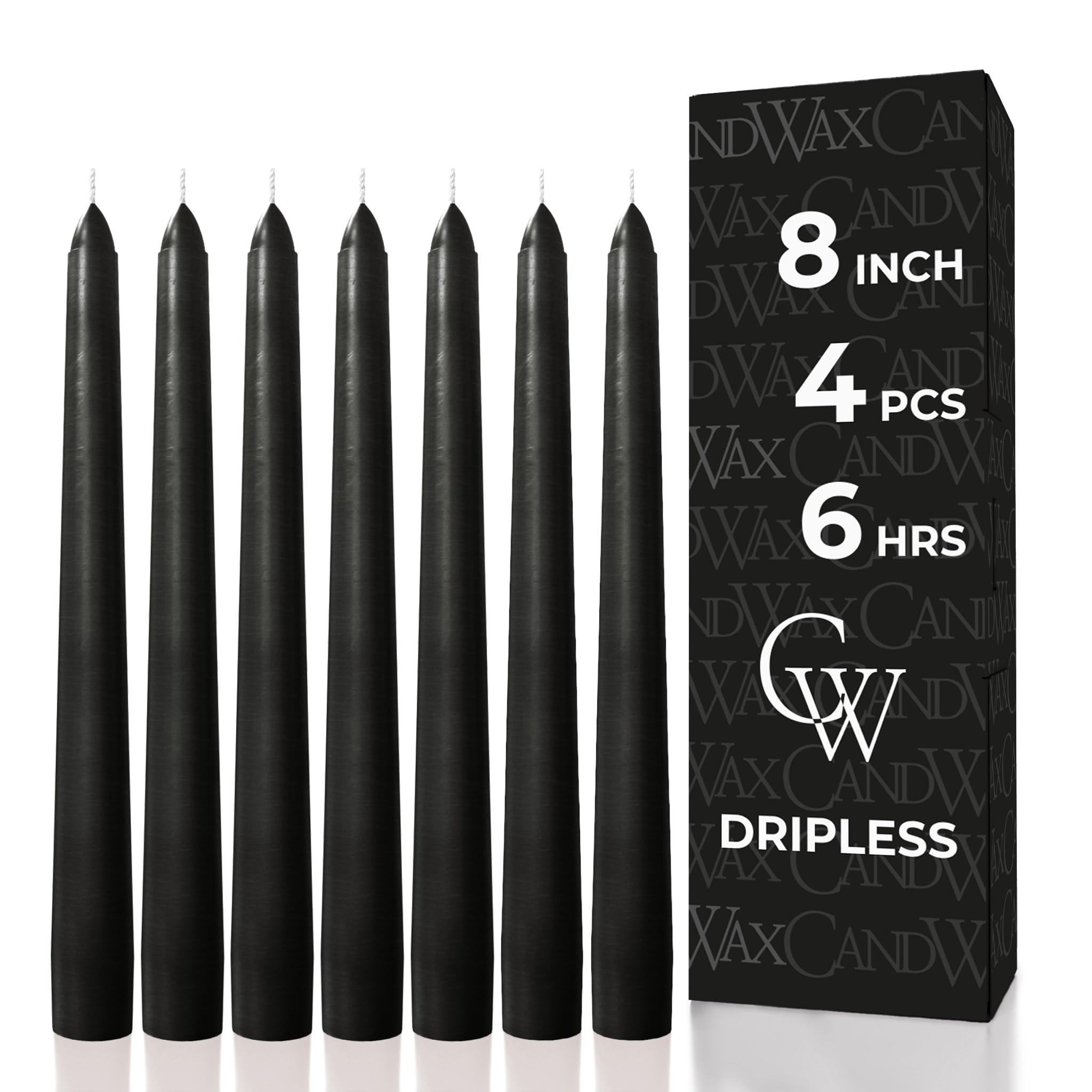 CANDWAX 20 cm Dinner Candles Black Decor Unscented Candle Sticks 12 Pack — image 1