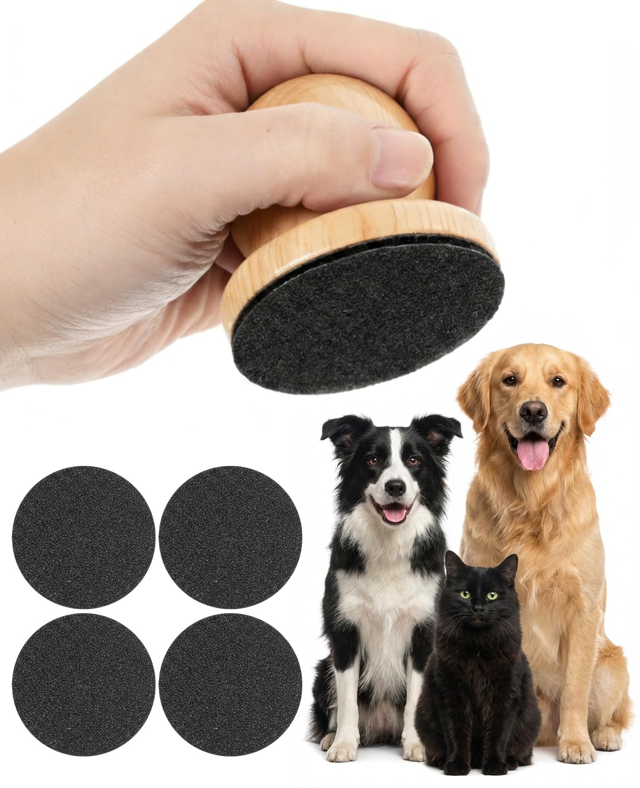 Dog Nail File, Grinder Board Scratch Pad with 4-Pack Replaceable Sandpaper Discs, Gentle Pet Nail Care Tool for Dogs and Cats