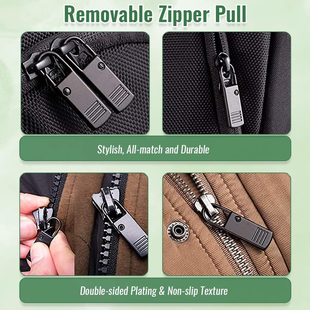 ZUBAT 20pcs Zipper Pulls Replacement Kit, Universal Zipper Puller, Detachable Zipper Pull Tab for Bags, Purses, Luggage, Backpacks, Jackets, Boots, Tents - 3 Styles, 4 Sizes 3
