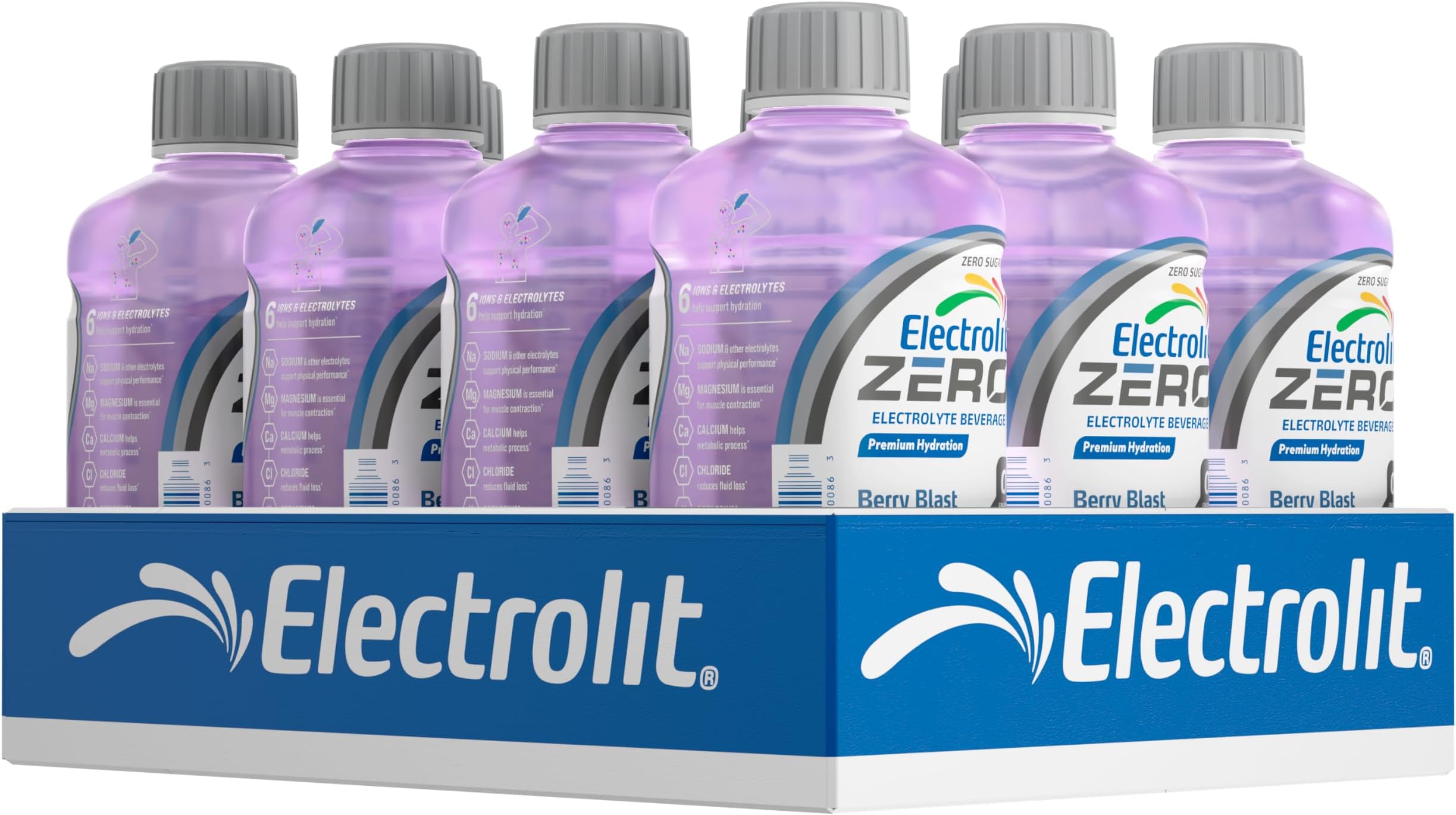 Electrolit Zero, Electrolyte Beverage, Berry Blast, 21 Fl Oz bottle (Pack of 12)