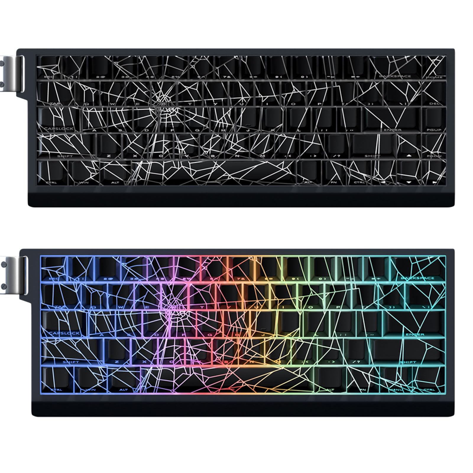 64/74 touches translucides avec impression latérale en toile d'araignée rétroéclairée pour claviers 60 80 61/64/68/75/87
