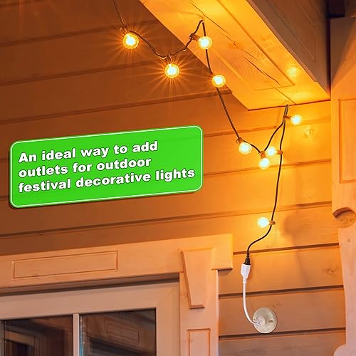 Miniatura 6 de Feekoon Paquete de 2 adaptadores de enchufe de luz de salida, convertidor de bombilla E26E27 a salida de 3 clavijas con cable de extensión,