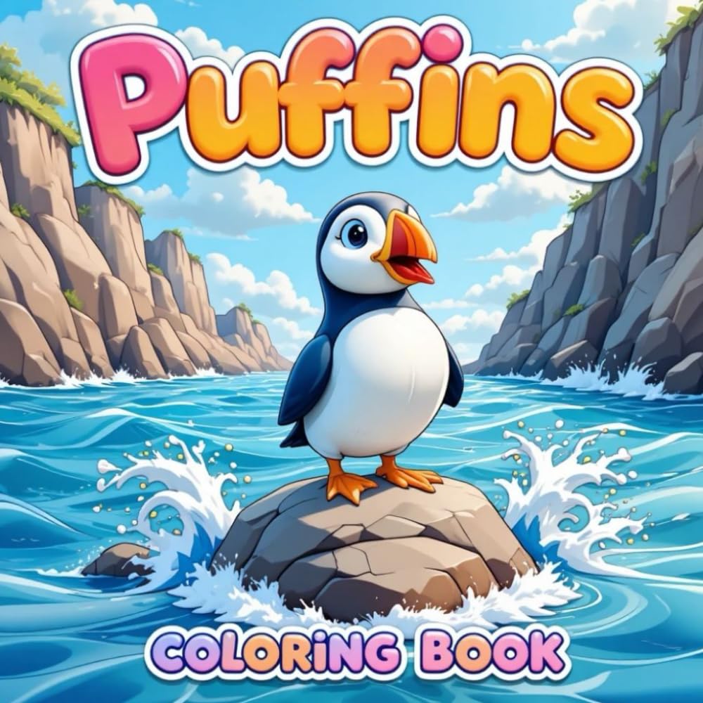 Puffins: Cute Puffins Coloring Book for Kids Ages 4-8. Fun and Easy Kawaii Puffin Designs for Relaxation and Creativity. (Animals - Coloring Books)