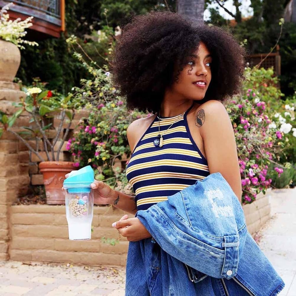 Portable Plastic Cereal Cup for Breakfast Easy to Carry to Go Cereal and Milk Container - Image 5