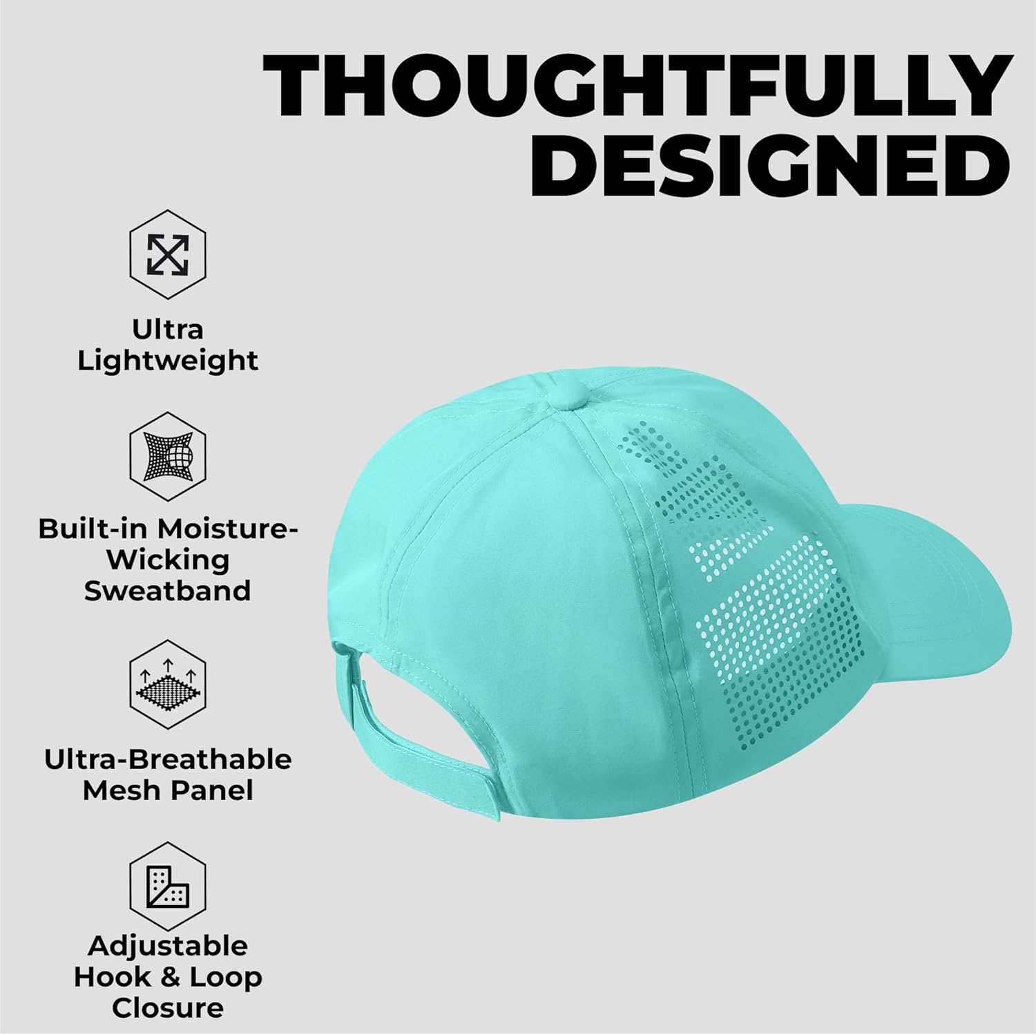 Tough Headwear Baseball Running Cap - Lightweight Quick-Drying Athletic Hat for Men & Women - Sweat-Wicking - Image 3