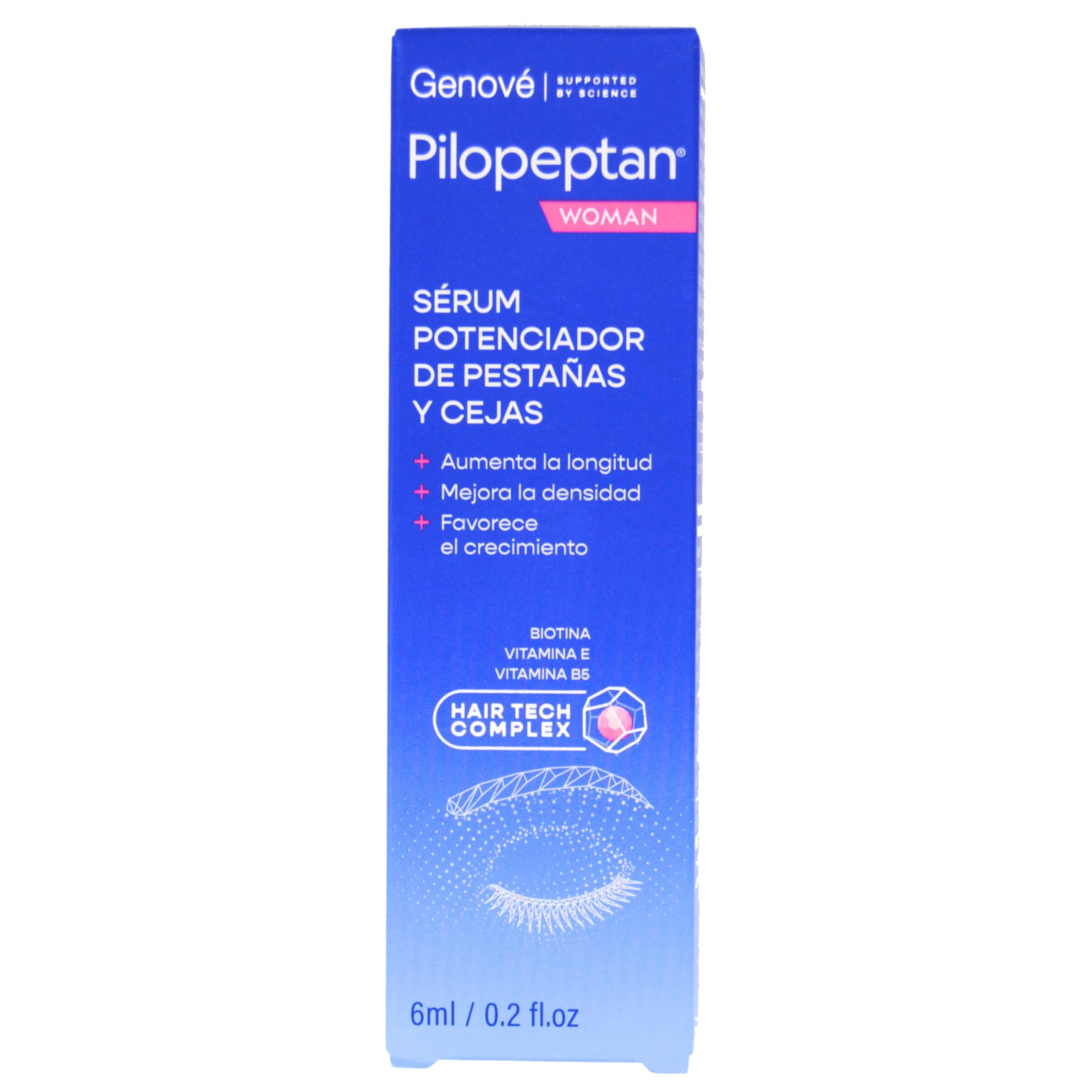 Pilopeptan Woman Sérum Potenciador de Pestañas y Cejas | Activa el crecimiento, Aumentando Longitud y Densidad | Hipoalergénico | 6 ml