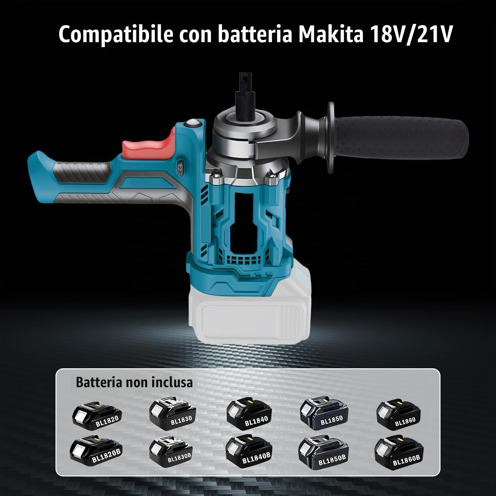 Trivella di terra compatibile con batteria 18-21 V (senza batteria), scavatrice elettrica per fori postali, trapano a 2 maniglie, interruttore di sicurezza