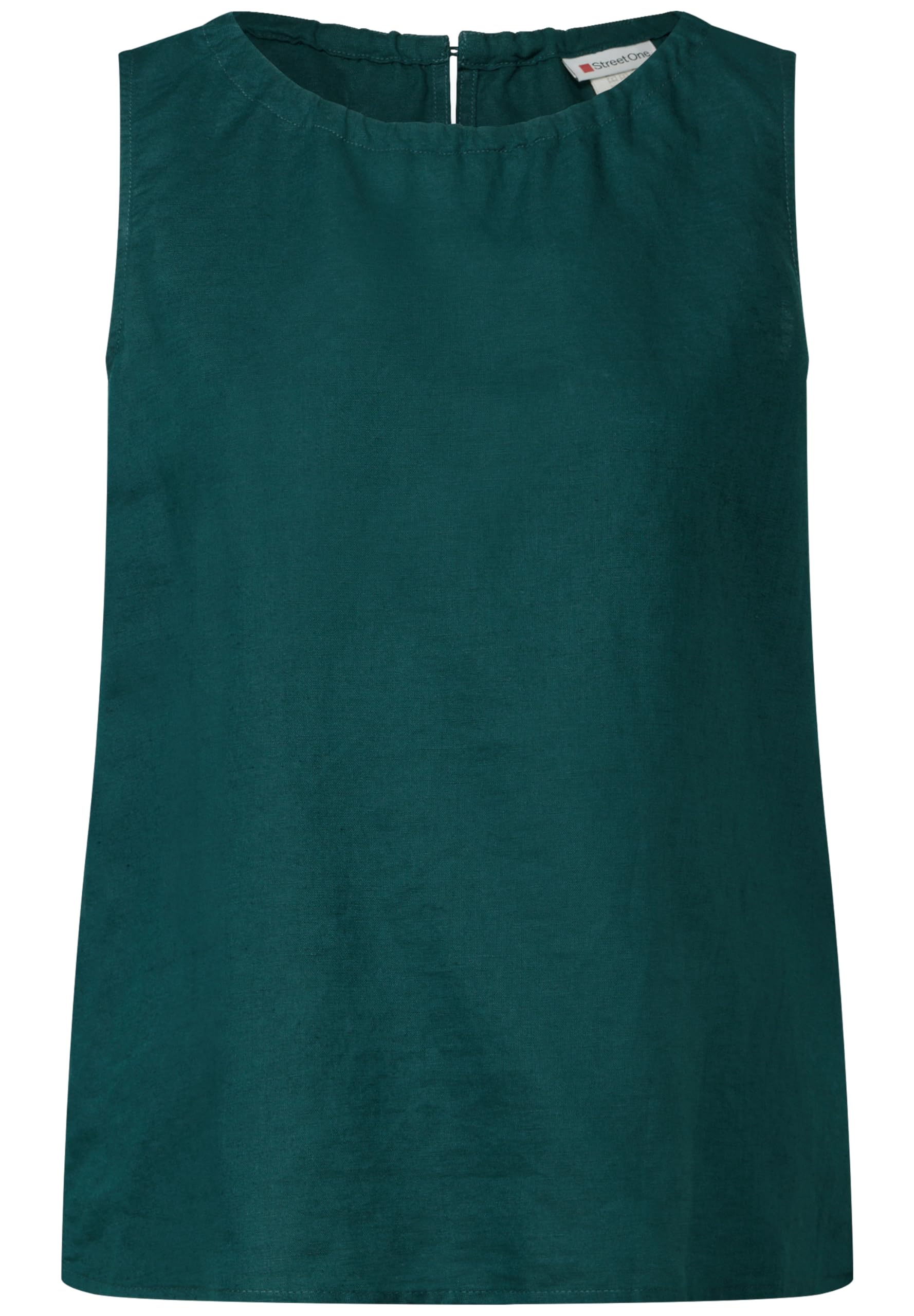 Street One Damska bluzka z mieszanki lnu, Dark Garden Green, 34