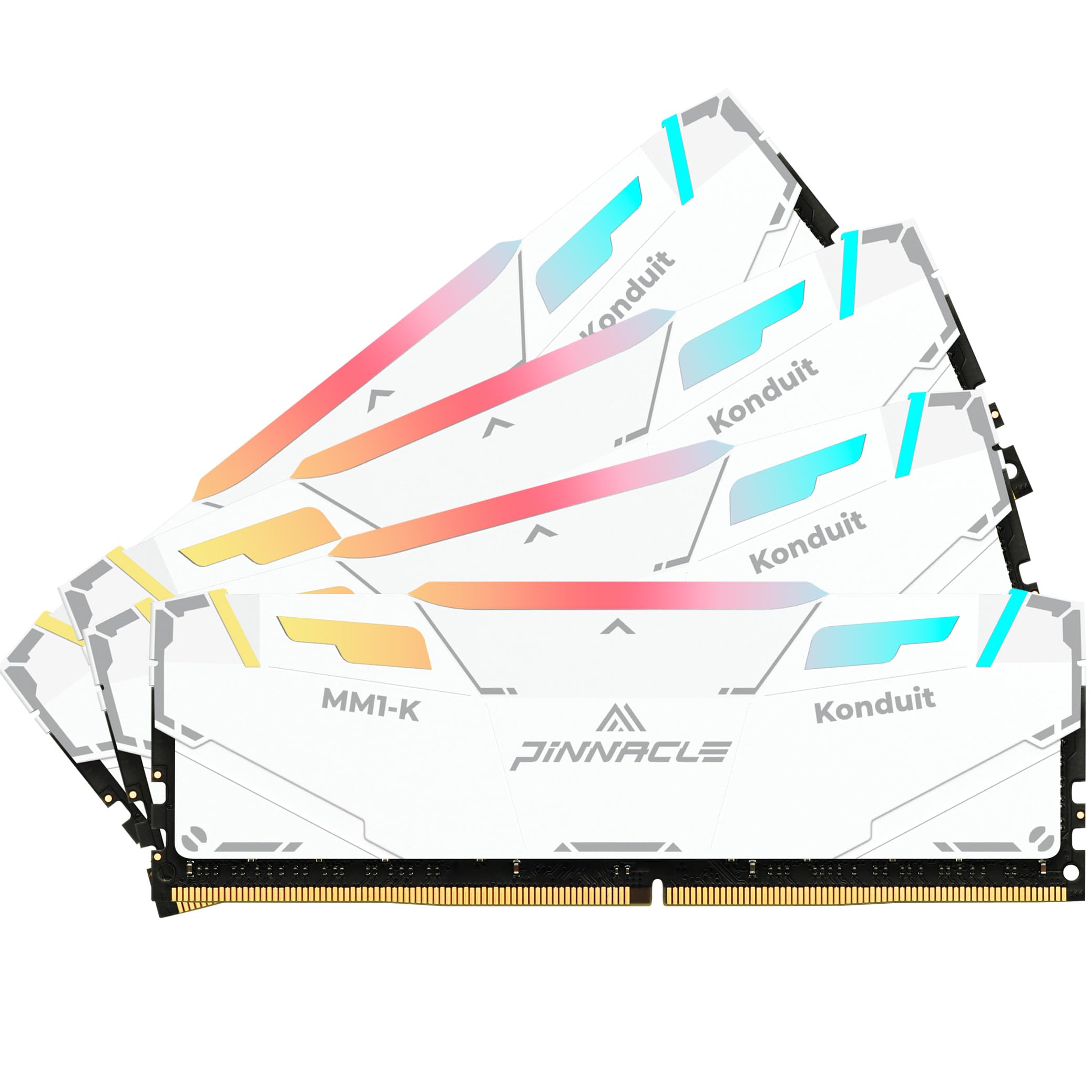 timetec pinnacle konduit rgb 64gb kit(4x16gb) ddr4 3200mhz pc4-25600 cl16-18-18-38 xmp2.0 overclocking 1.35v dual rank compatible for amd and intel desktop gaming pc memory module - white