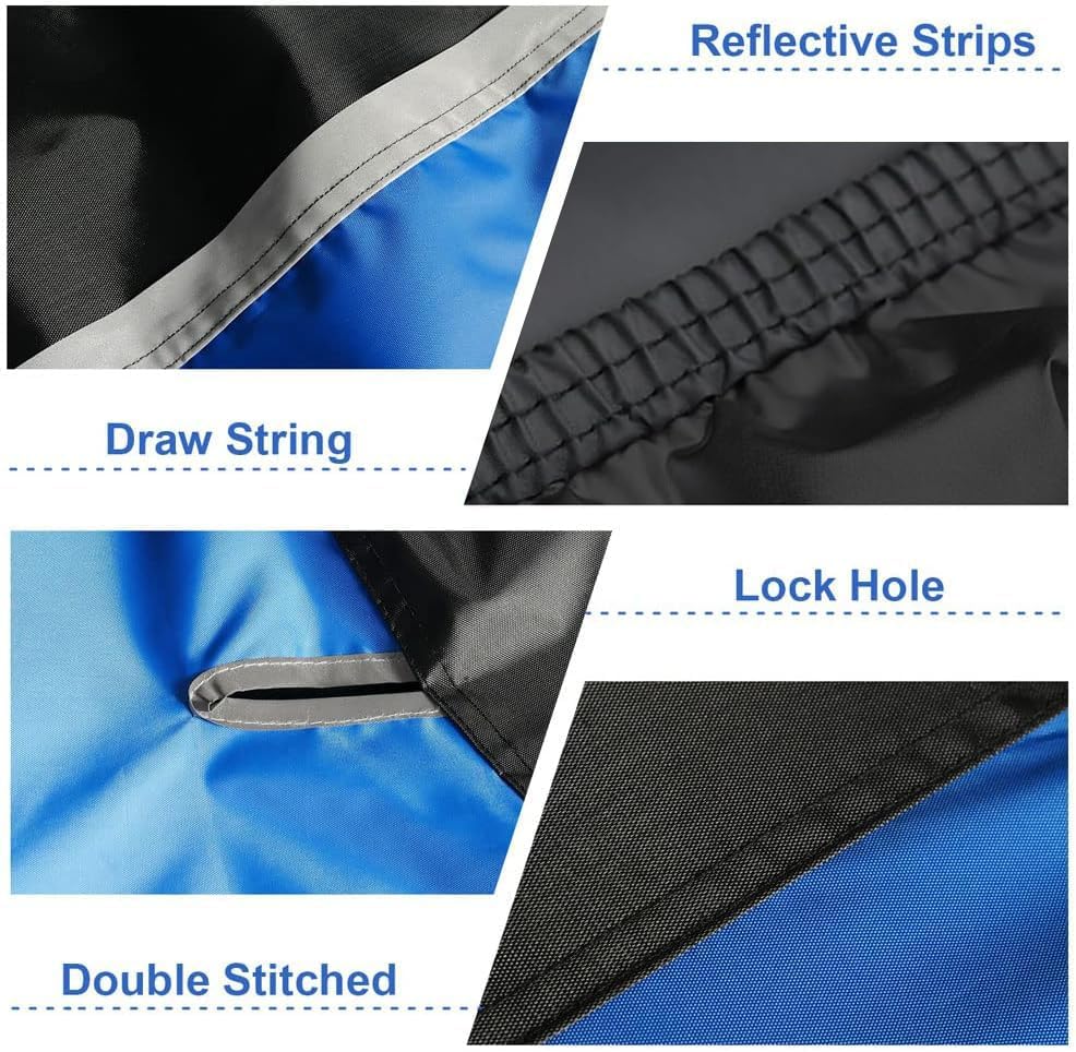 Image of Kayme Motorcycle Cover Waterproof Outdoor - Size L (up to 92 inch) | 300D Heavy Duty Oxford, UV & Waterproof Coating, Wind & Dust Resistance, Wind Straps Drawstrings Lock Holes For Perfect Fit