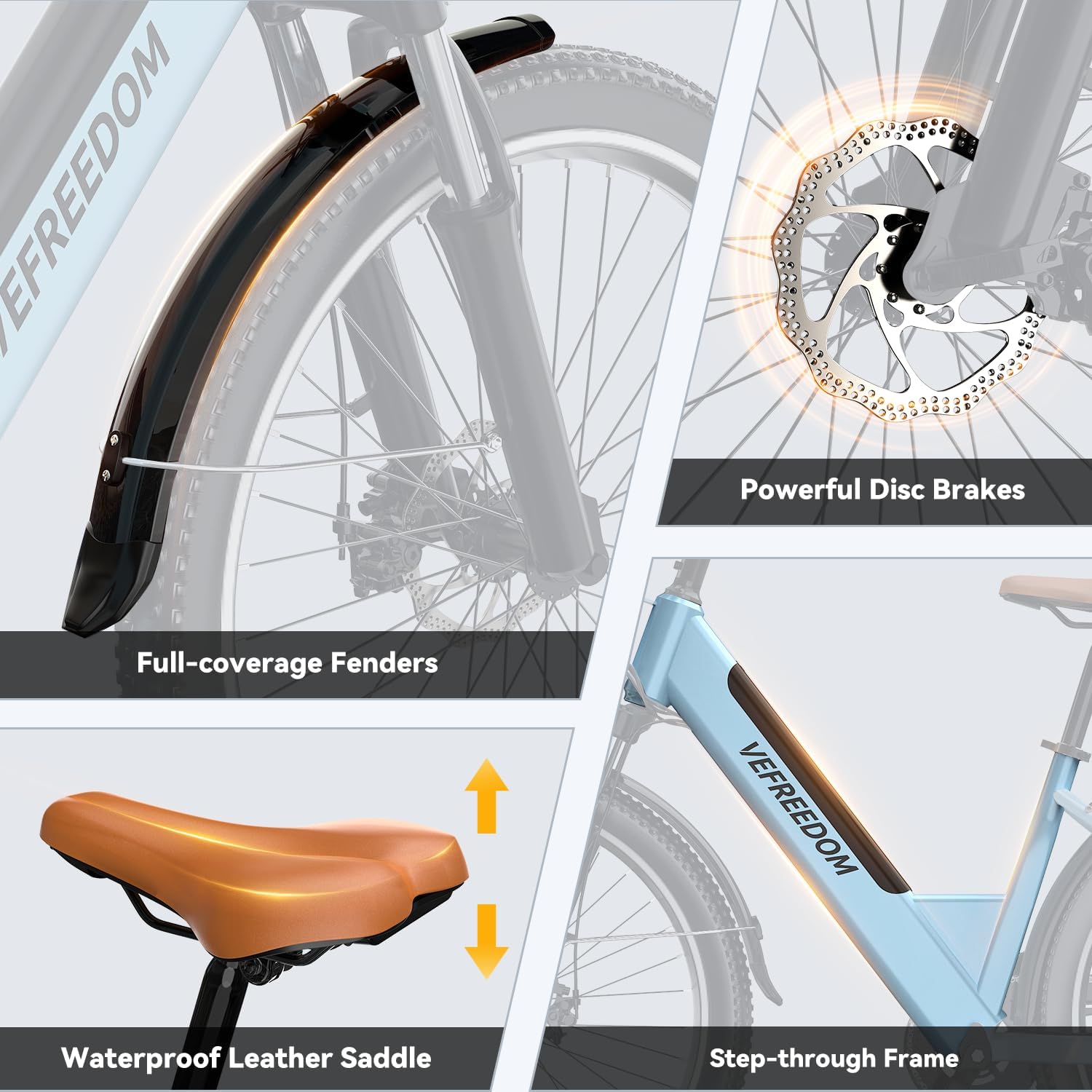 SASIKEIBIKE Electric Bike for Adults 1000W 1500W Peak Motor 15AH 20AH Removable Battery 70Miles 80Miles 25MPH 30MPH UL 2849 Certified Electric Commuter Bike Front Suspension Ebike