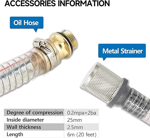 Miniatura 6 de TUNTROL Kit de bomba de transferencia de combustible eléctrica portátil de 12 V CC (boquilla+mangueras+filtro), para diésel, queroseno, máquina,