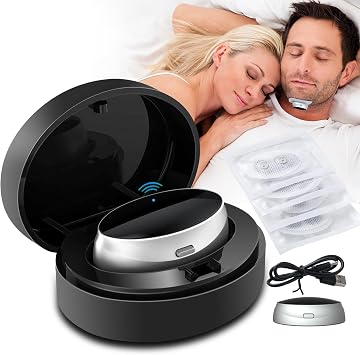 Portable Anti Snoring Devices for Women & Men, Upgraded Intelligent Electronic Snore Reducing Aids, Wearable Anti-Snoring Chin Massager for Improve Sleep, Comfortable Earhook Sleep Snore Stopper