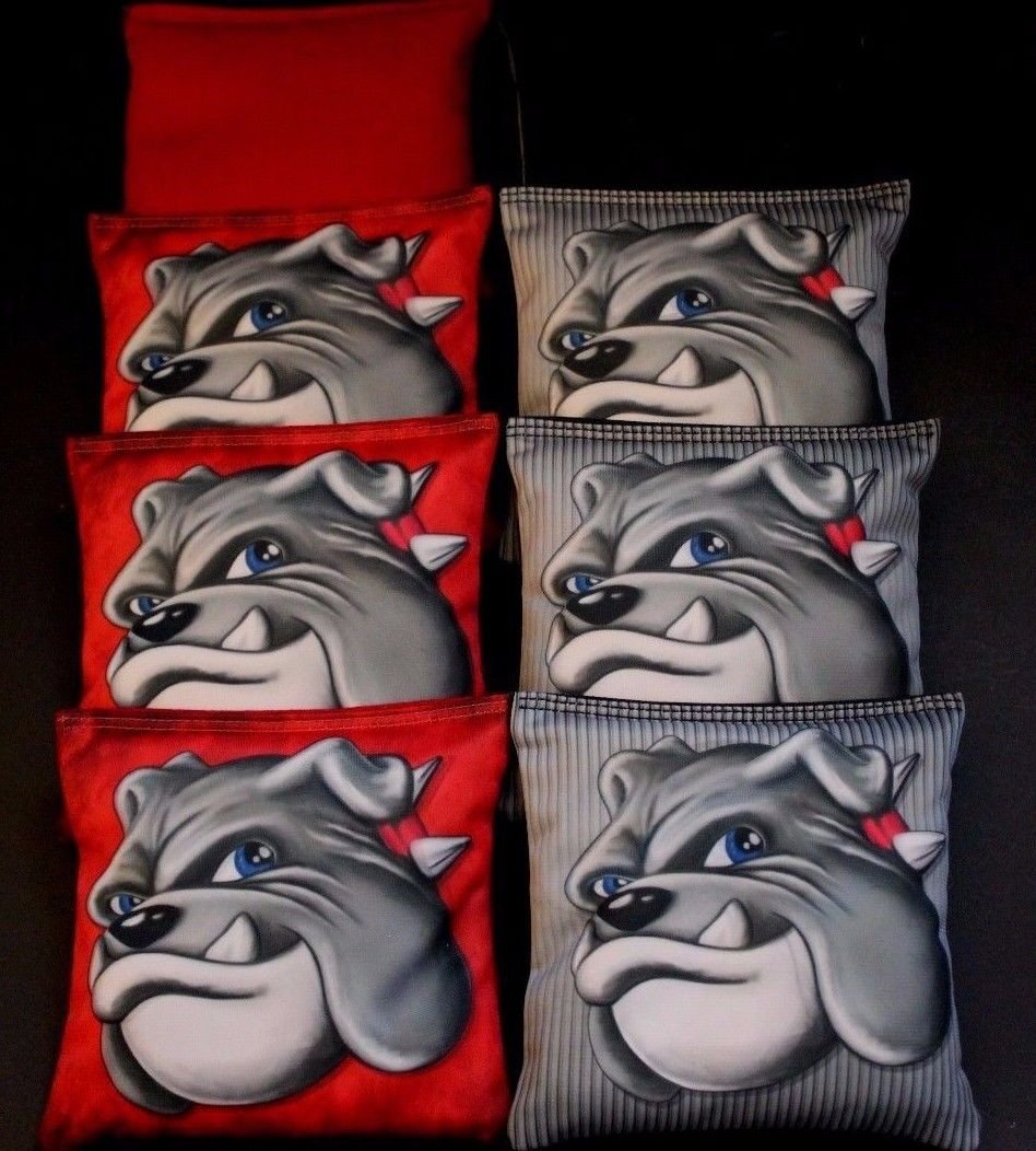 BackYardGamesUSA Red & Gray English Bulldog 8 Regulation Cornhole Bean Bags B206