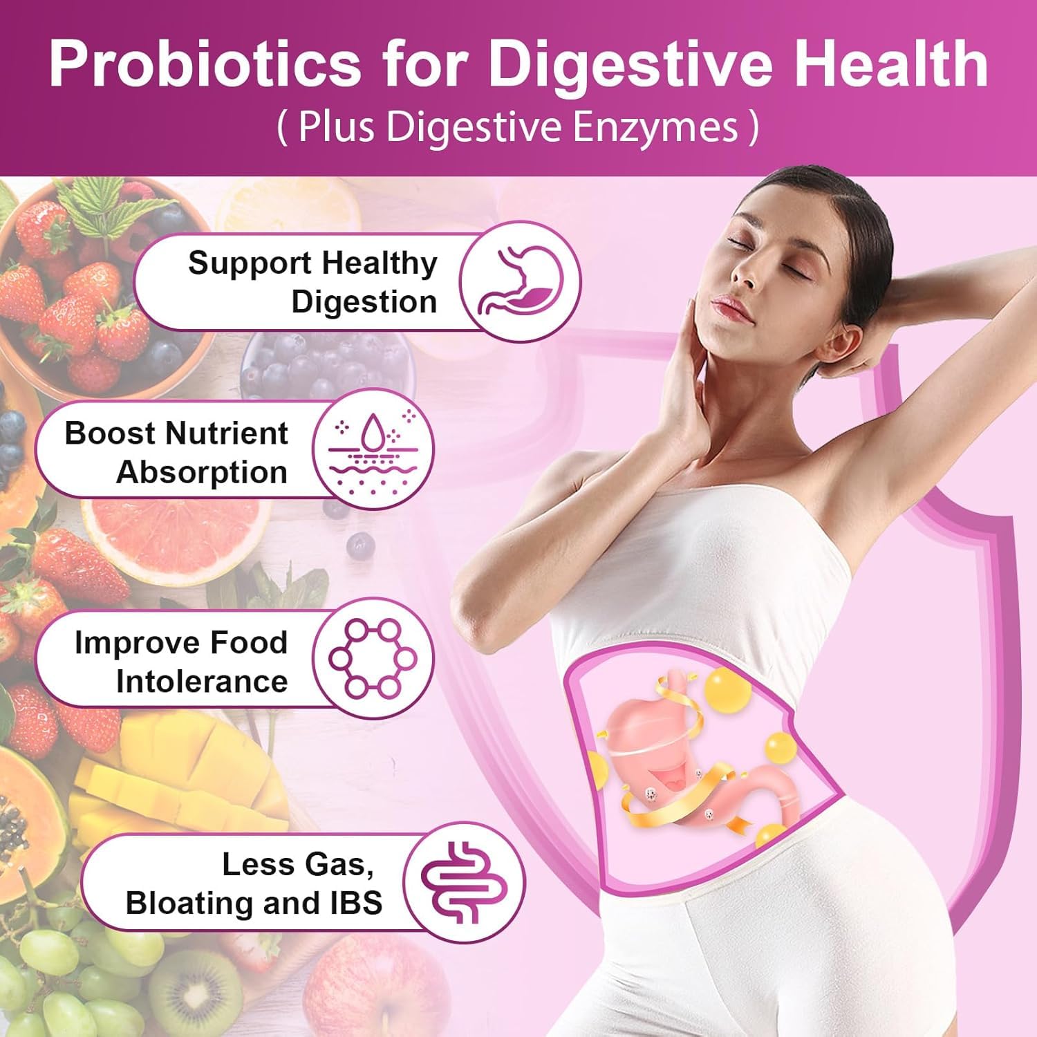 Probióticos para Mujeres con Enzimas Digestivas y Prebióticos