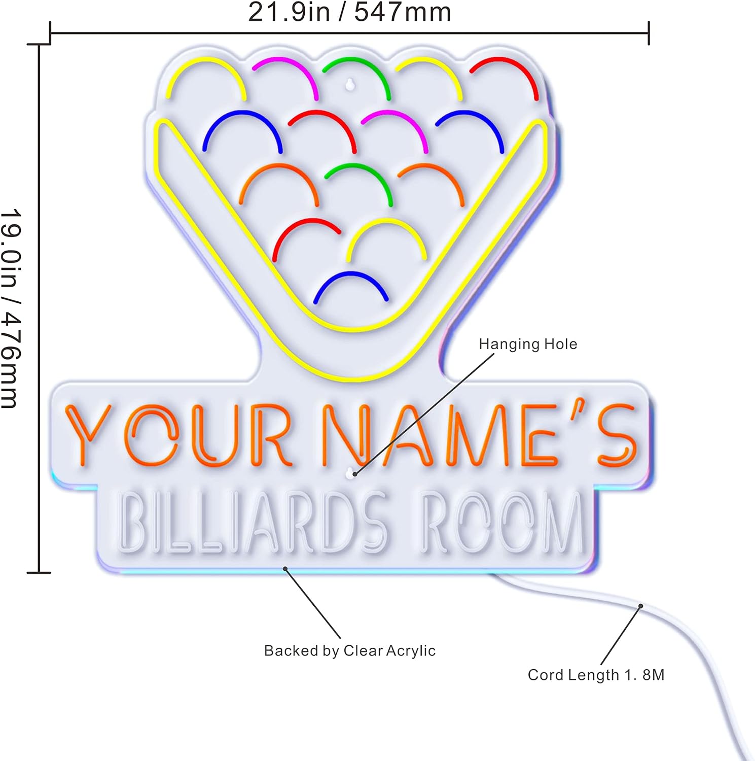 ADVPRO Billiards Room Personalized Ultra-Bright LED Neon Sign - Multi-Color 5 - st16s54-fn-p0022-tm-m5