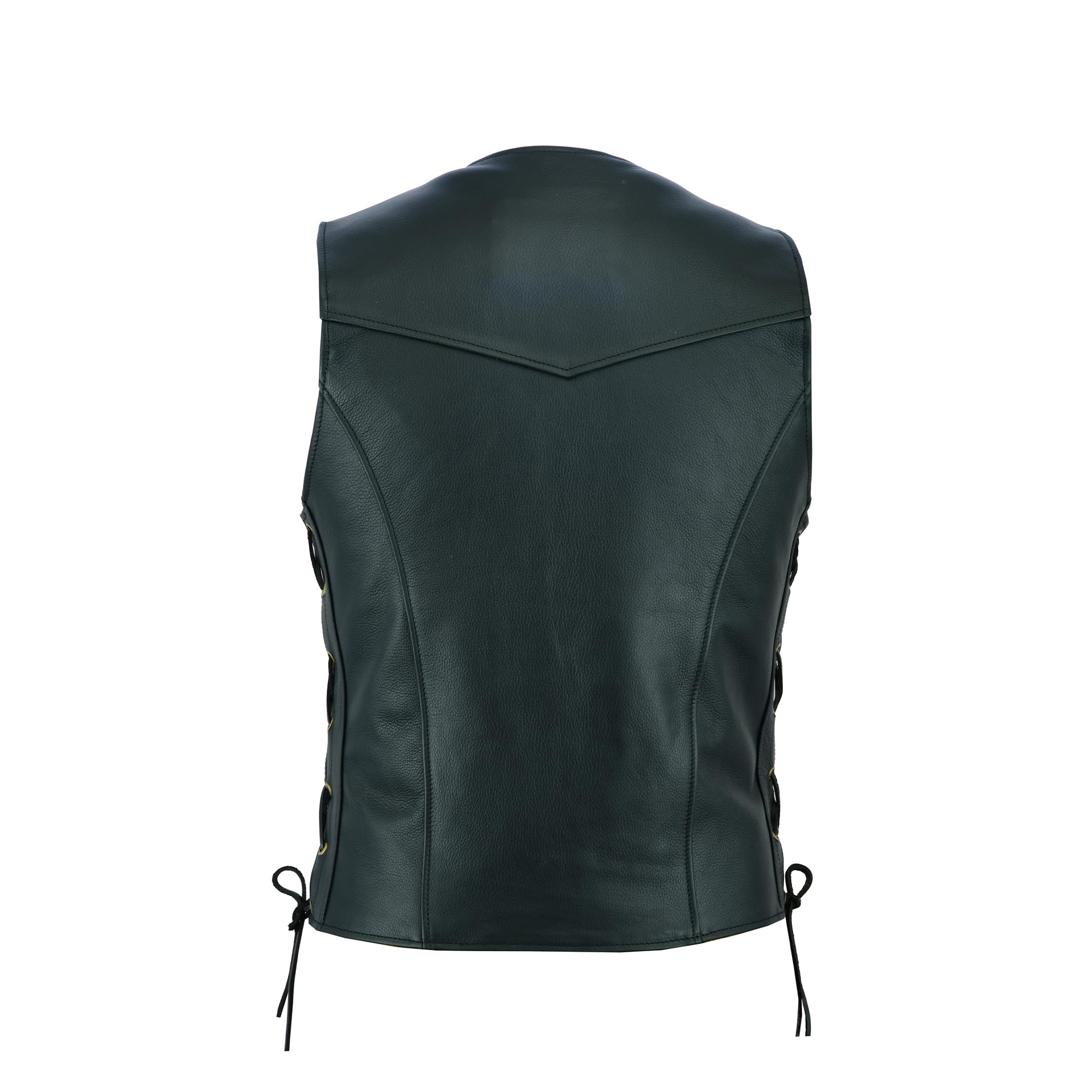 Leatherick Chaleco de cuero real para hombre con encaje lateral Estilo motero Moda casual