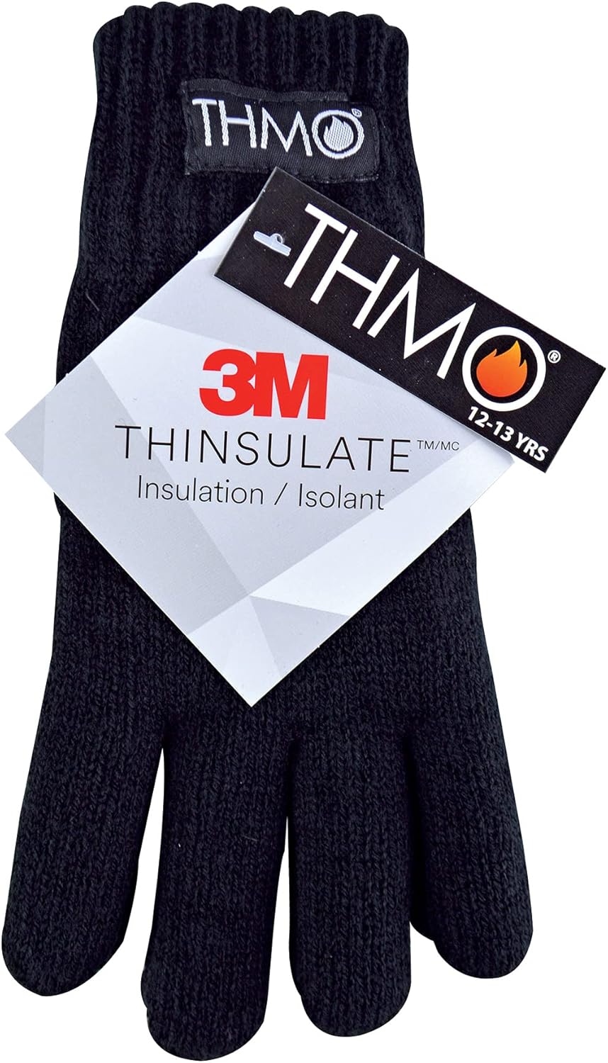 THMO Thinsulate Kids Winter Gloves | Childrens Knitted Thermal Full Finger Gloves