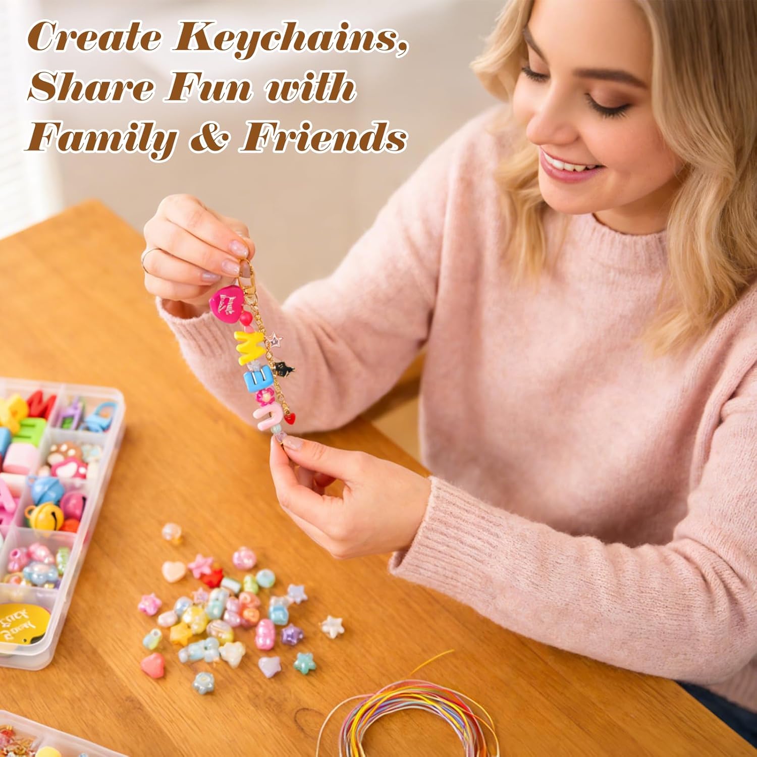 Ecoofor 502 Pcs Keychain Making Kit - Includes 25 Keychain Clips, 30 Extender Chains, 162 Charms, Beading Accessories, Jewelry Pliers - DIY Bag Charms & Jewelry Craft Kit Supplies