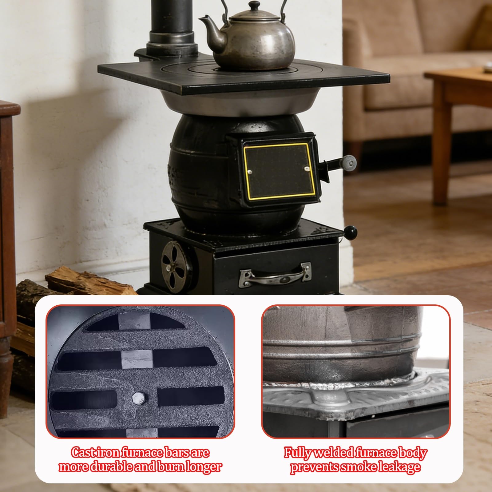 Stufa A Legna Interna, Stufe A Pellet Per Riscaldamento Domestico In Ghisa, Alta Efficienza Termica, Facile Da Pulire Per Camping