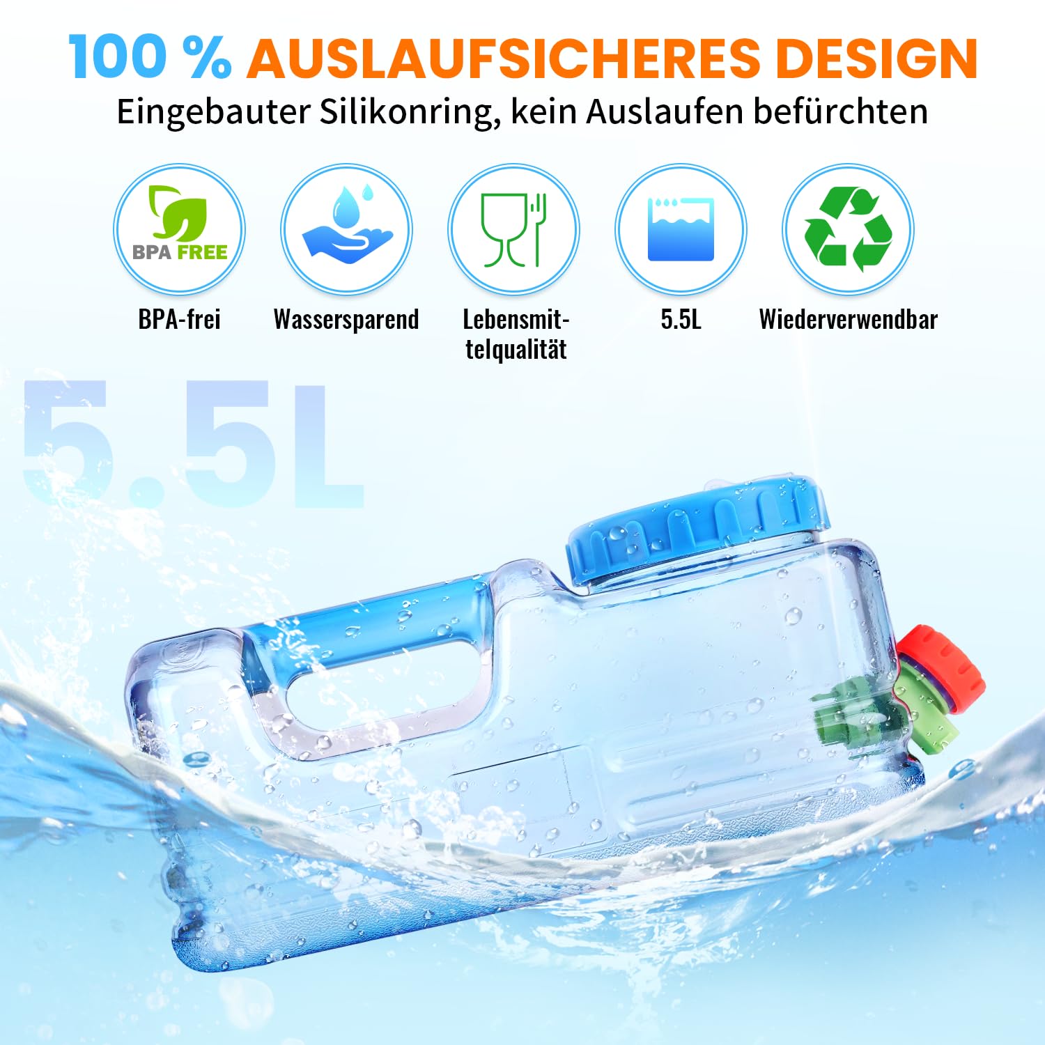 Umikk 5L~22L Camping Wasserkanister, Wasserbehälter mit Hahn, Tragbarer Trinkwasserkanister, Wassertank Camping mit Griffen, Wasserkanister BPA-frei, für Outdoor Reise Hause Trinkder Speicher-Eimer