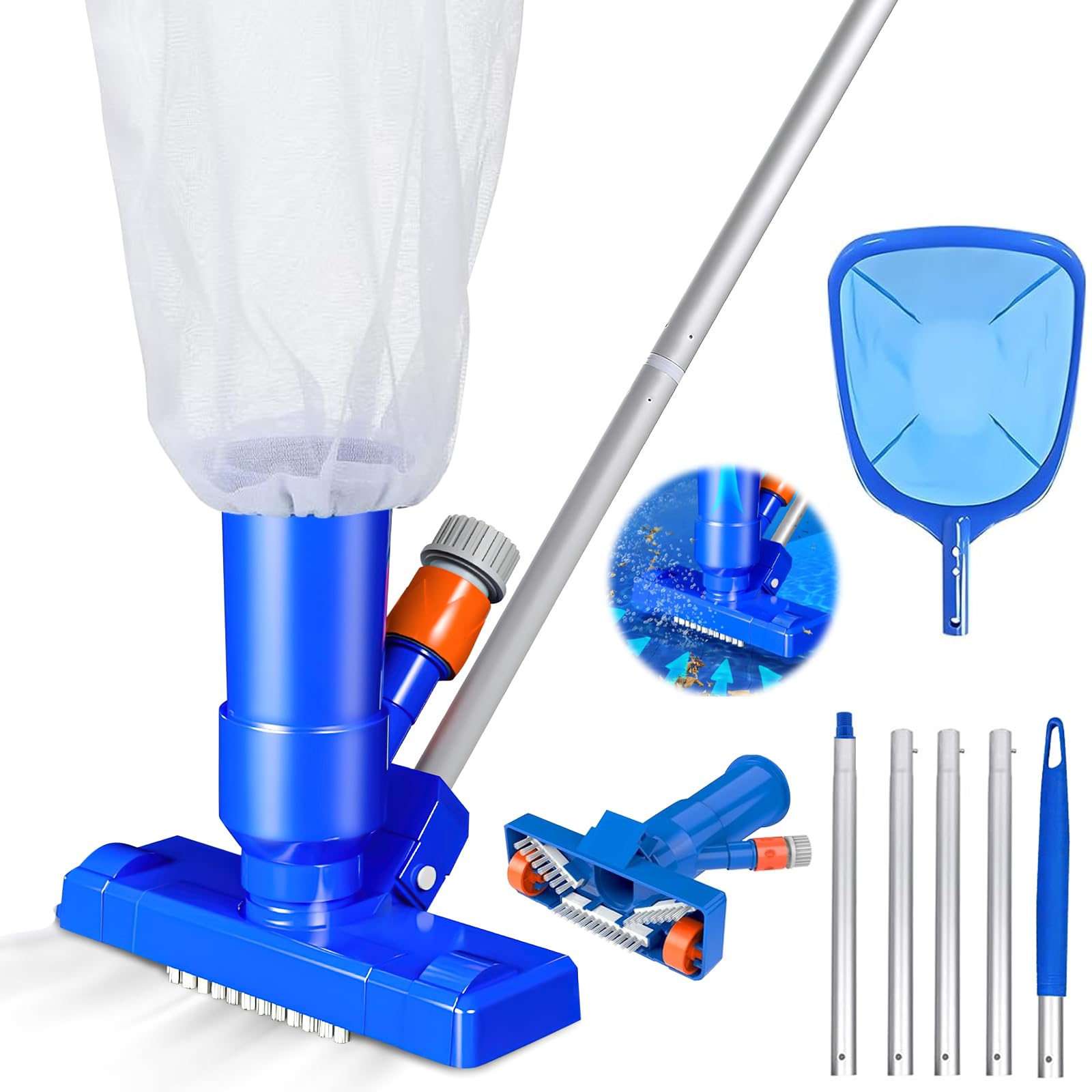 Kit Limpiador de Piscinas Manual, Aspiradora de Fondo de Piscina Portátil, Piscina Limpieza, Limpiador de Piscinas Limpiadores para Piscinas, Fuentes, Bañeras