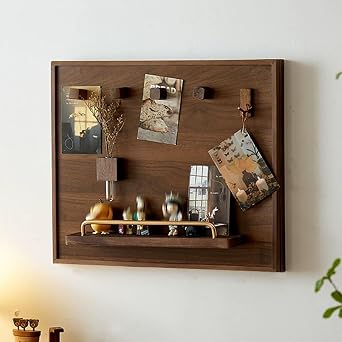 Solid Wood Breaker Box Decorative Cover with Shelf, Flip-Up Electrical Panel Cover Decorative, Fuse Box Cover Cabinet for Home Room Wall DecorationBrown,21.7x17.7in/55x45cm