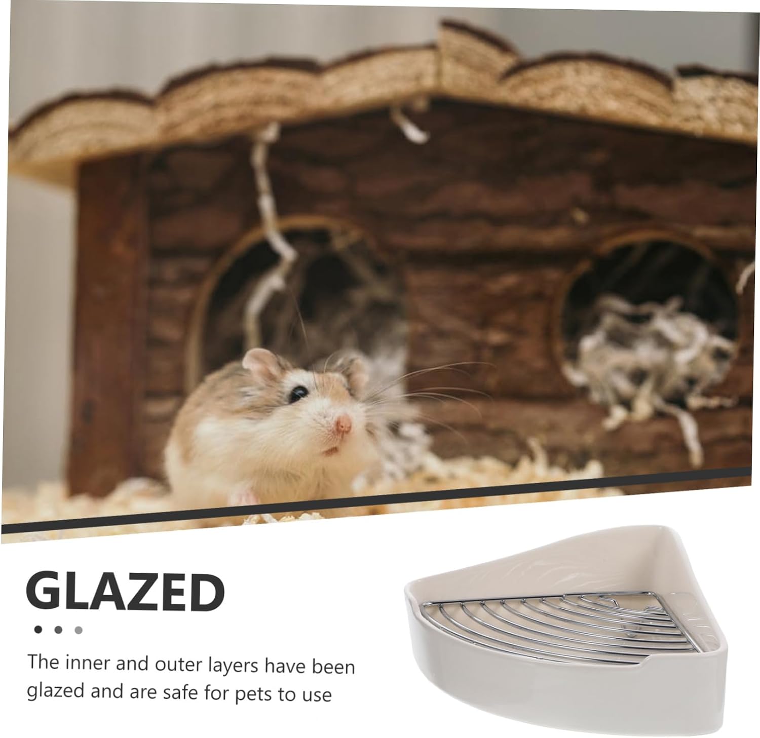 Milisten Bunny Litter Box Triangle Ceramic Toilet for Small Animals Easy Clean Potty Trainer for Rabbits Guinea Pigs Chinchillas and Hamsters Design with Edges