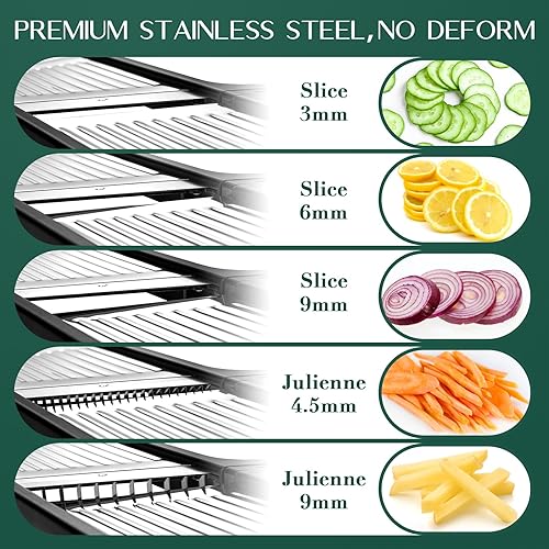 Miniatura 2 de MIDONE Cortador de mandolina ajustable, todo en 1, cortador de mandolina para cocina, de acero inoxidable, mandolina, rebanador de papas, rebanador