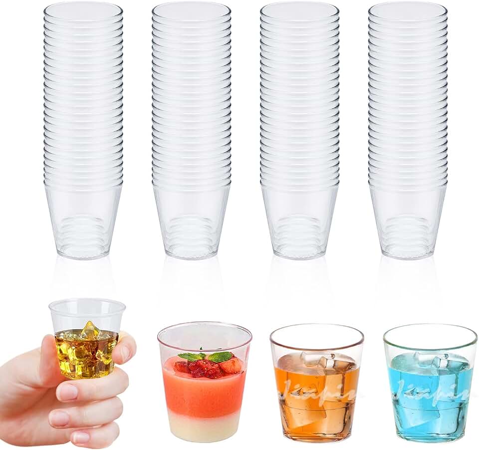 Lot de 100 Verrines Plastique Aperitif Réutilisable (30ML)