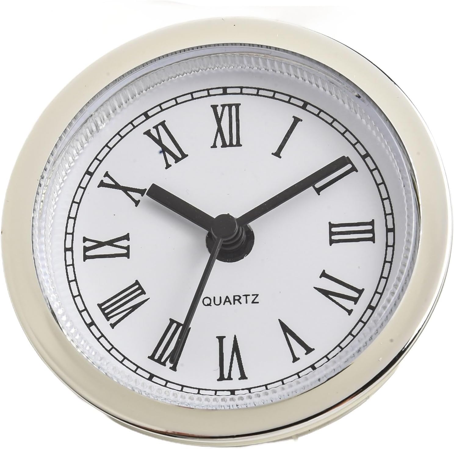 60MM Quartz Clock Insert Movement with Gold Arabic Numbers, Silver Round Replacement for DIY W Clock Repair, Home Office Decor Projects