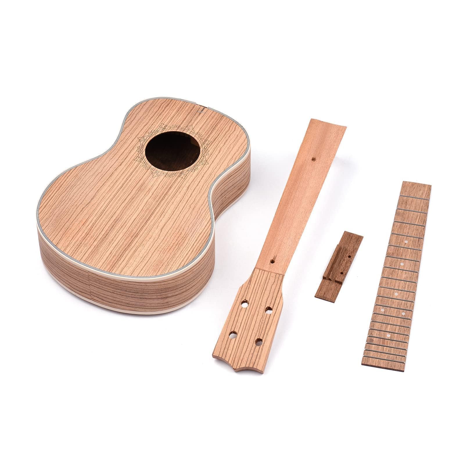 Kit de Bricolage de ukulélé en Bois Zèbre, Kit de Bricolage de ukulélé Ténor de 26 Pouces avec Panneau de Bois en Bois de Zèbre avec des Pèches