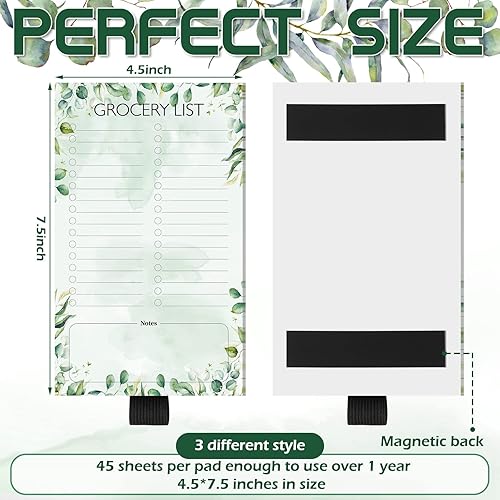 Miniatura 4 de Jinei Paquete de 3 blocs magnéticos para lista de comestibles para refrigerador de 4.5 x 7.5 pulgadas, bloc de notas magnético para refrigerador