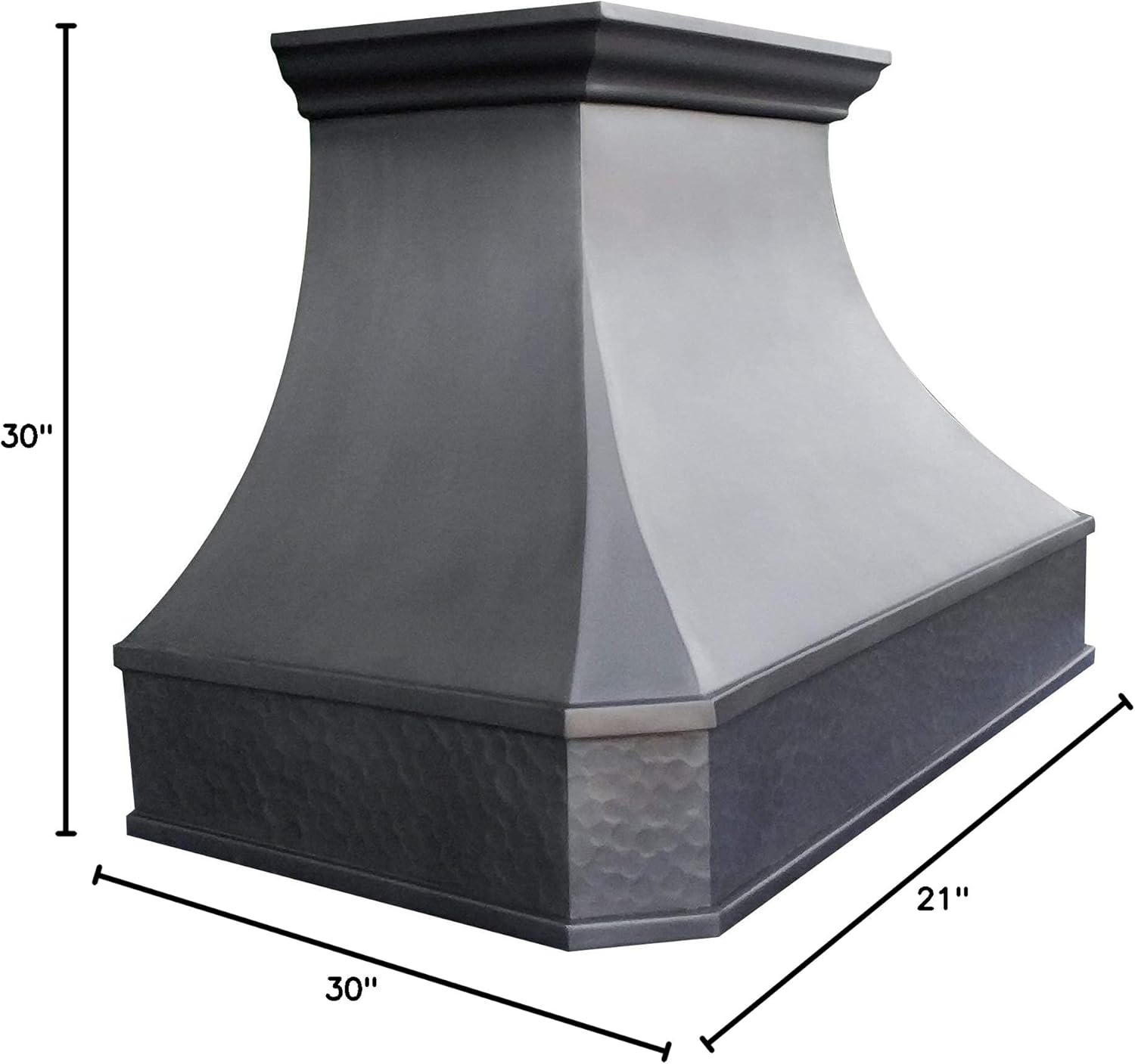 SINDA 30"Wx30"H Natural Beautiful Copper Kitchen Hood, Handcrafted by Skilled Artisan, Comes with High Air Flow Motor Fan, Wall Mount, H3SL-OW3030