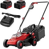 MZK LM13B8 20V Cordless Brushless 13" Electric Lawn Mower - 2x4.0Ah Batteries, 8Gal Grass Bag, 4 Heights for Small-Medium Yards