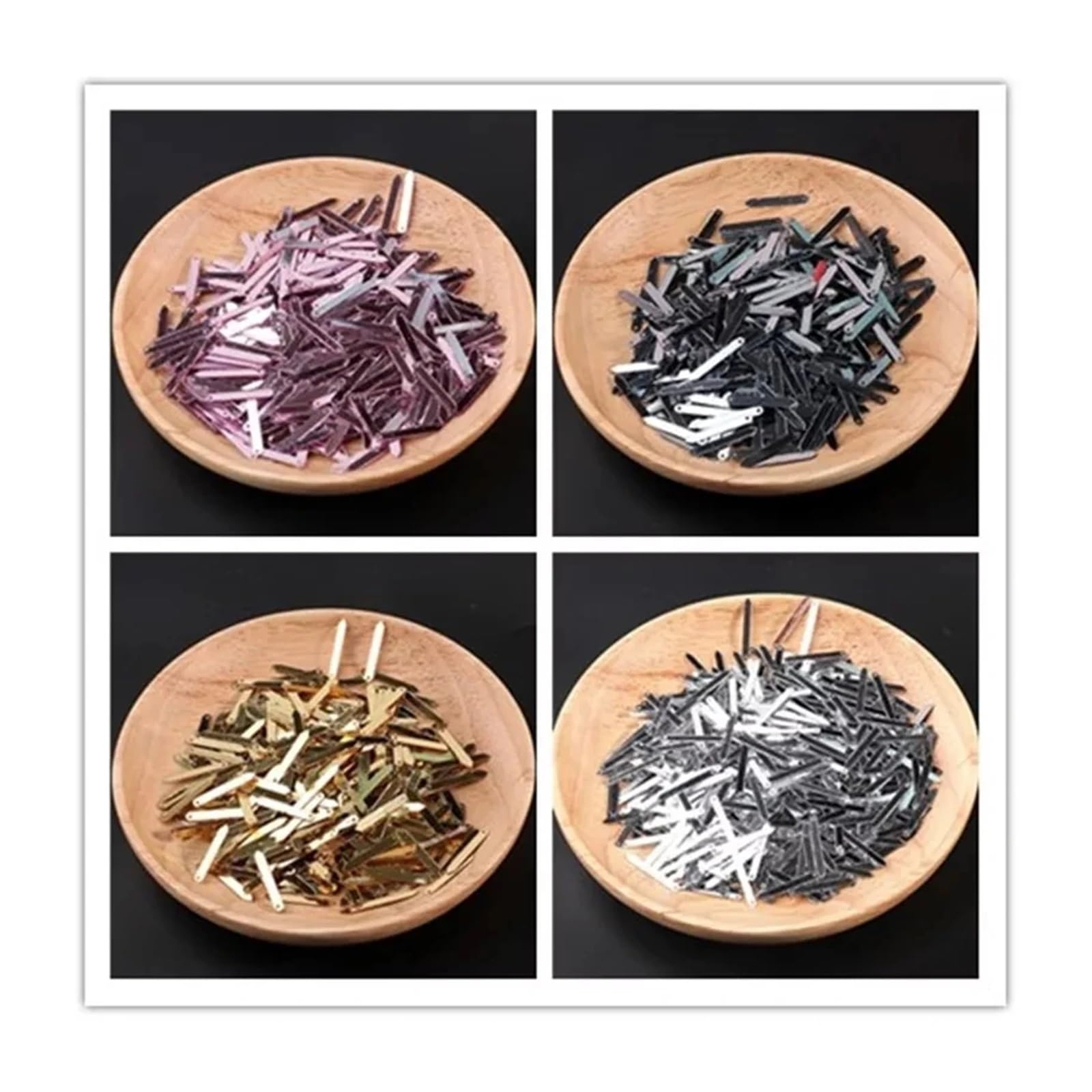 1000 piezas de 3 x 20 mm con punta de flecha, lentejuelas de PVC, para costura, boda, manualidades, accesorios de ropa (dorado)