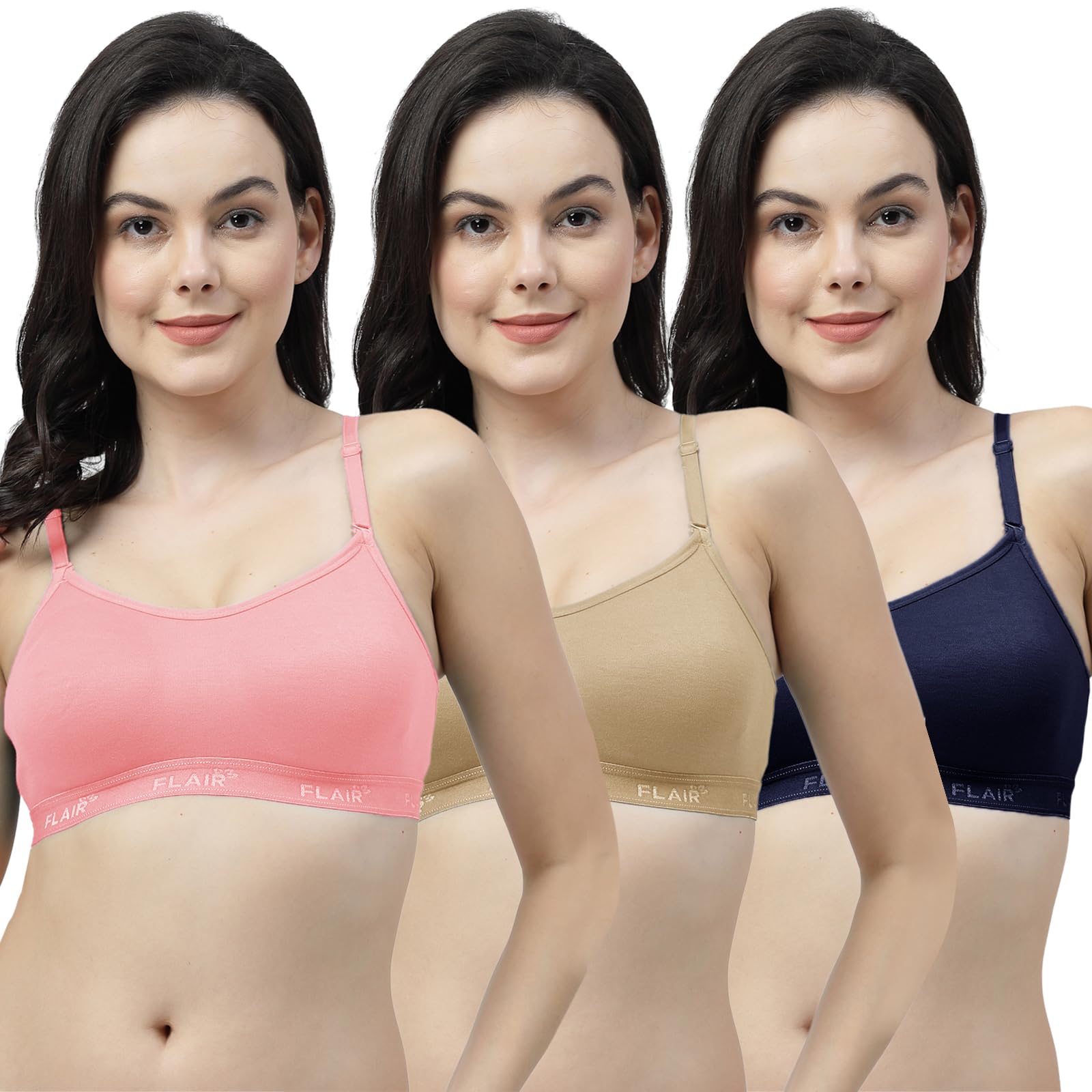 Black, Navy Blue, Onion Non Padded Seamless Sports Bra (Soniya-Black-NavyBlue-Onion)-image-28