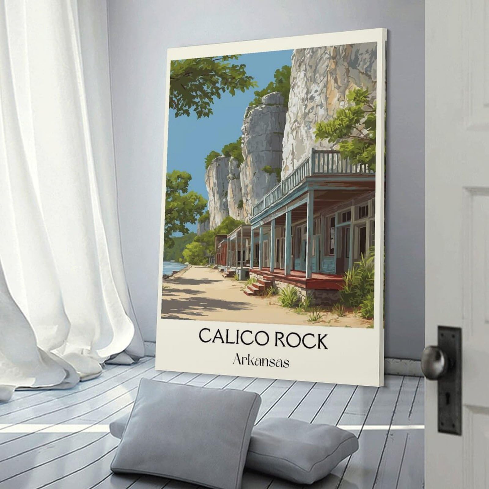 Junmoney Decorative Canvas Print Calico Rock Arkansas Travel, 20x30inch(50x75cm), for Lounge, Bedroom Or Personal Spaces, A Wall Art Gift for Fresh Interiors