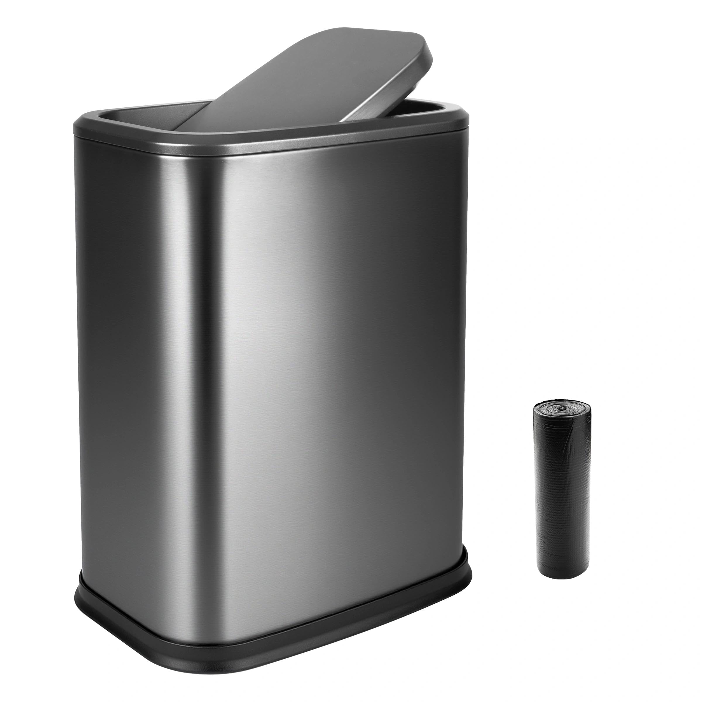 ZHABAYEN 8L/2.1Gal Small Stainless Steel Trash Bin with Swing Lid