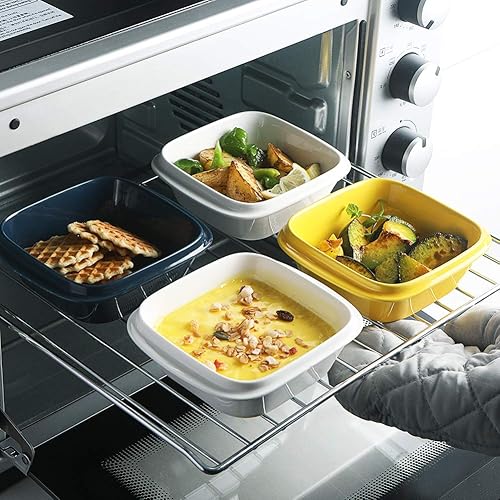 Miniatura 3 de SWEEJAR Ramequines cuadrados de porcelana de 10 onzas con mango para hornear, platos de soufflé, platos de salsa, cuencos de inmersión apilados para