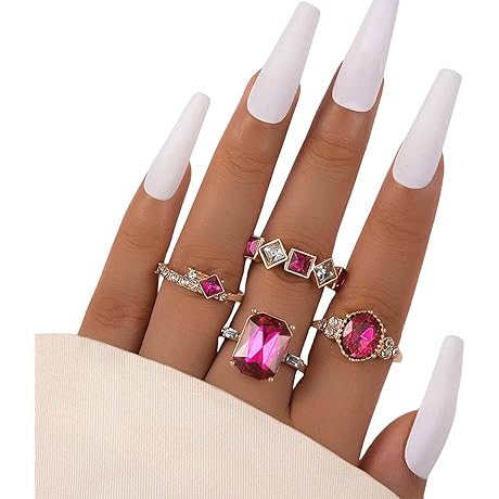 Crymystal 4PCS Gold Rings Set for Teen Girls