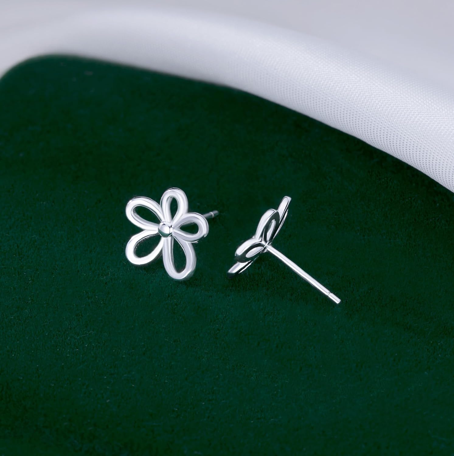 Reffeer Solid 925 Sterling Silver Flower Stud Earrings for Women Teen Girls Hollow Flower Stud Earrings Spring - Image 6